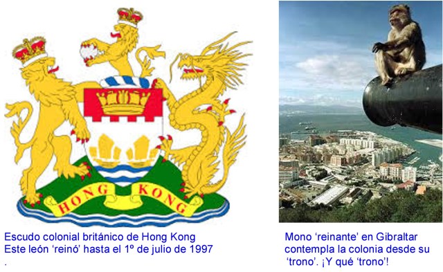 escudo de hong kong y mono de gibraltar