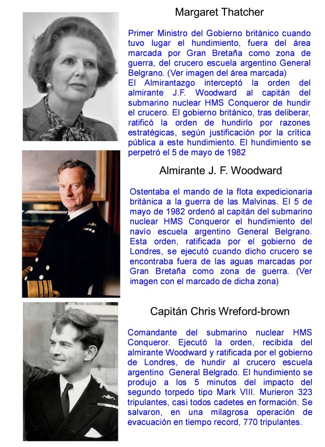 MARGARET THATCHER - ALMIRANTE WOODWARD - CAPITAN WREFORD-BROWN